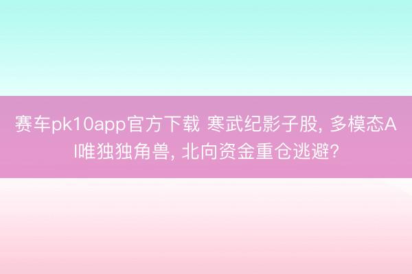 赛车pk10app官方下载 寒武纪影子股， 多模态AI唯独独角兽， 北向资金重仓逃避?