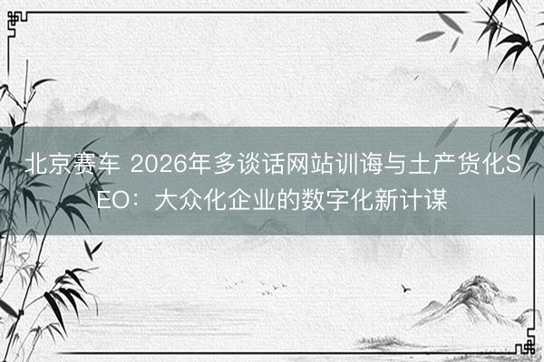 北京赛车 2026年多谈话网站训诲与土产货化SEO：大众化企业的数字化新计谋