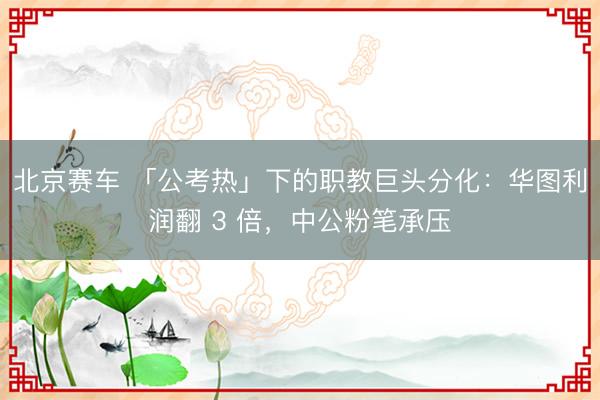 北京赛车 「公考热」下的职教巨头分化：华图利润翻 3 倍，中公粉笔承压